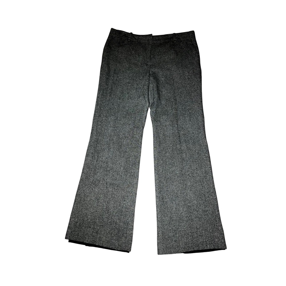 Ann Taylor Gray Wool Blend Wide Leg Dress Pants Womens Size 12 Tweed Textured